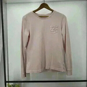Long Sleeve Light Pink Vineyard Vines Pocket Tee Size S Logo Arm 100% Cotton